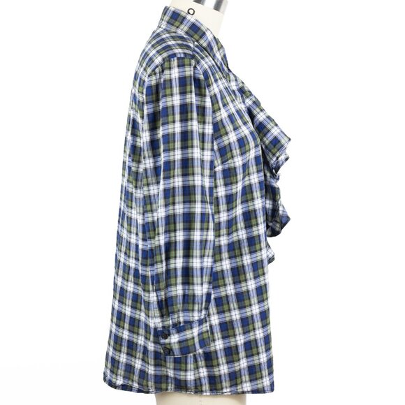Tory Burch Tartan Plaid Button Down Ruffle Shirt - Size 12 - Picture 3 of 13